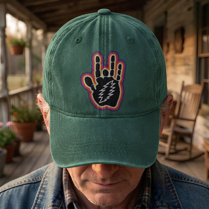 Grateful Dead Jerry Garcia Hand With Lightning Bolt Denim Cap – Retro Vintage Dad Cap Gift For Dad (With Box)