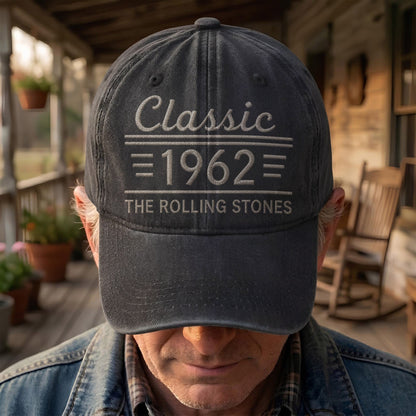 The Rolling Stones Classic 1962 Est Rock And Roll Band Music Merch Denim Cap – Retro Vintage Dad Cap Gift For Dad (With Box)