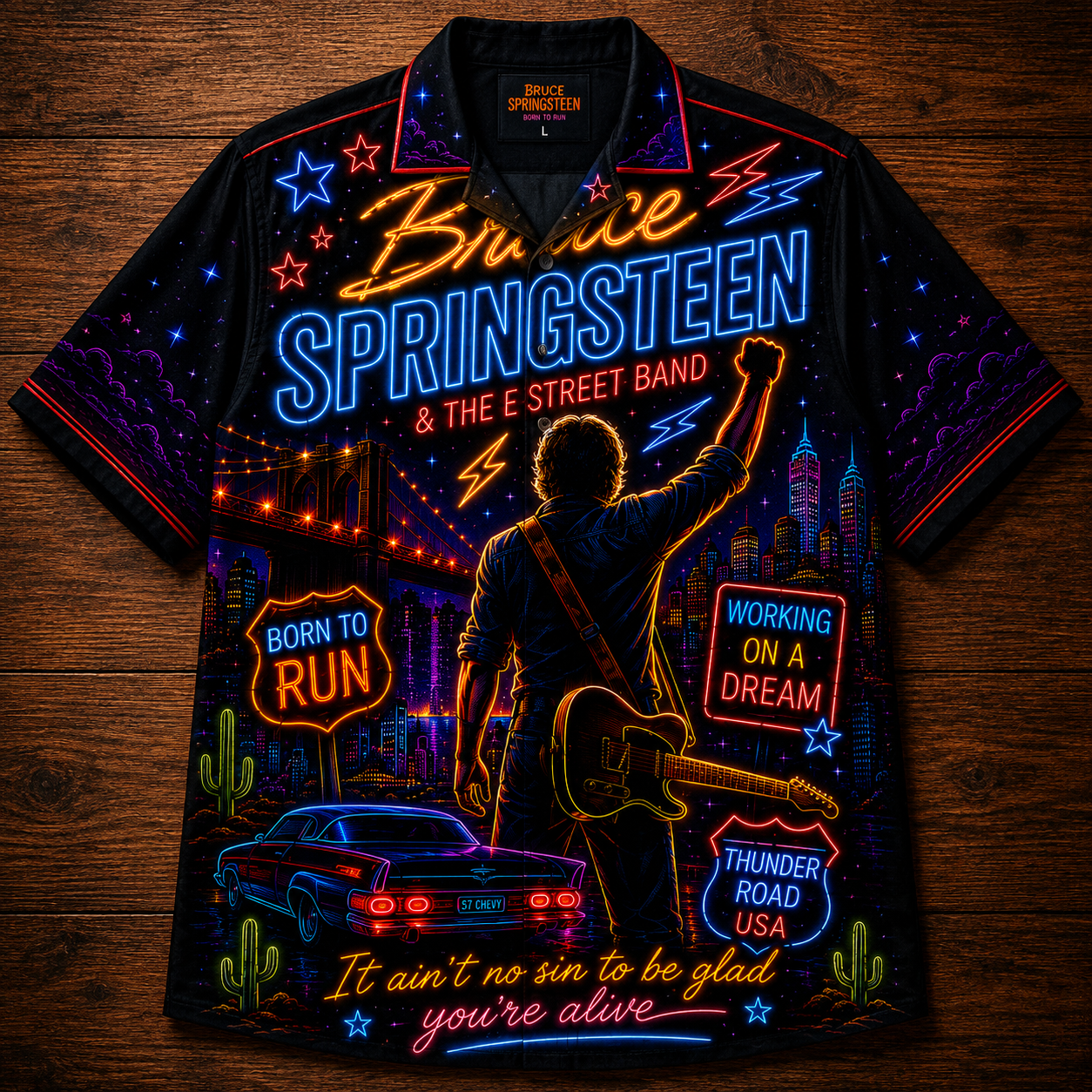 Bruce Springsteen Hawaiian Shirt - Unisex The Boss Born To Run Beach Shirt