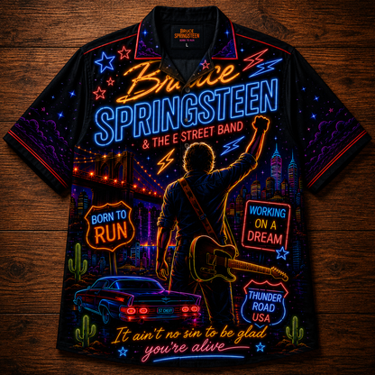 Bruce Springsteen Hawaiian Shirt - Unisex The Boss Born To Run Beach Shirt