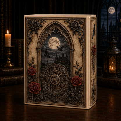 Gothic Raven & Red Roses Ceramic Book Vase | Dark Academia Home Decor & Bookish Gift
