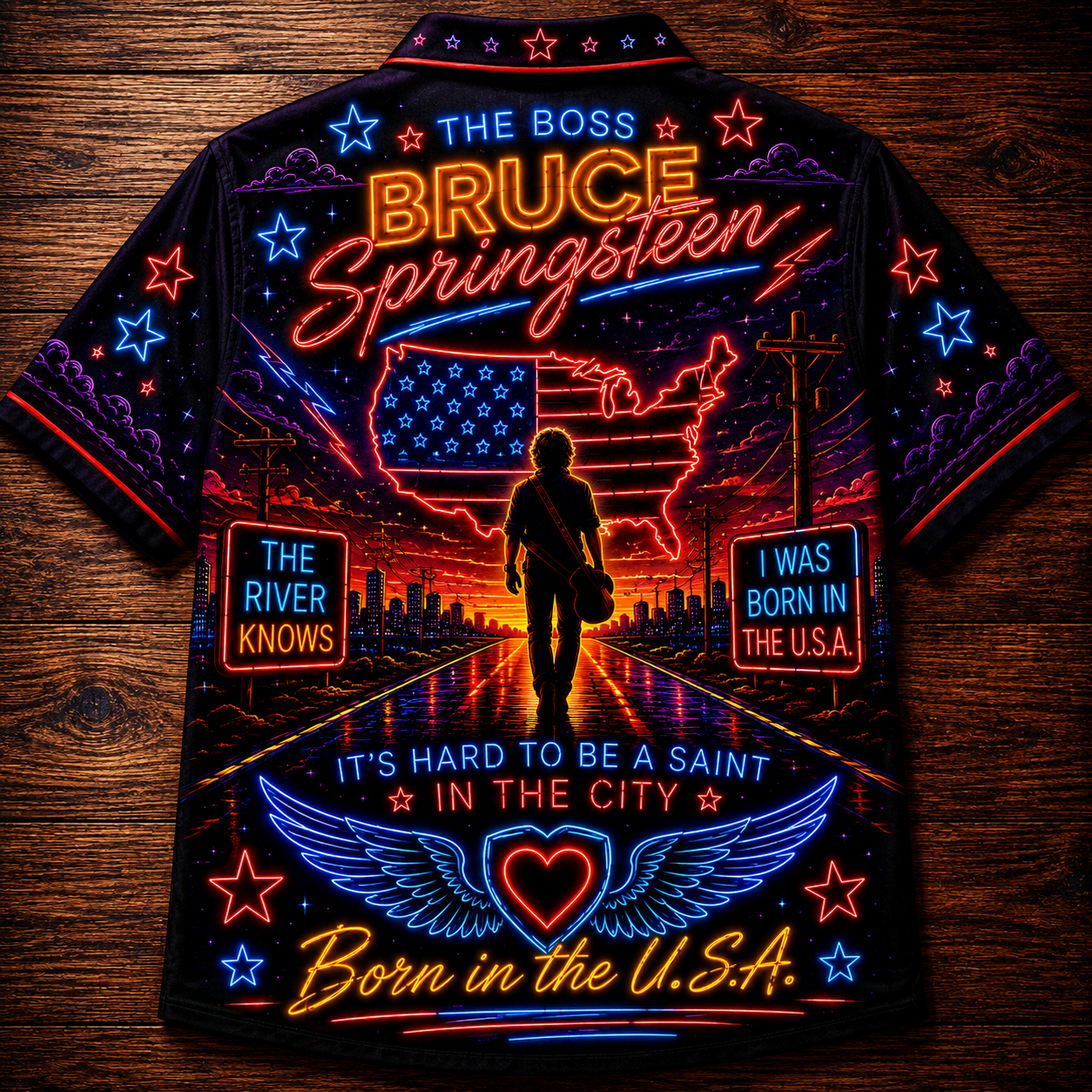 Bruce Springsteen Hawaiian Shirt - Unisex The Boss Born To Run Beach Shirt