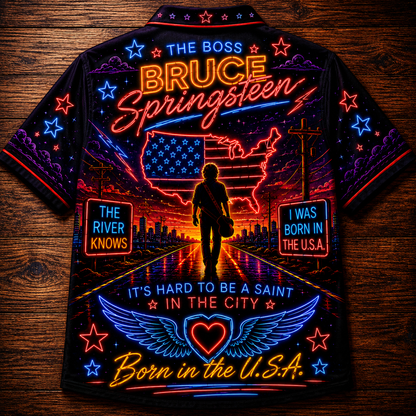 Bruce Springsteen Hawaiian Shirt - Unisex The Boss Born To Run Beach Shirt
