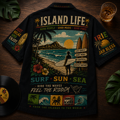 Roots Rock Reggae Music Hawaiian Shirt - Unisex Vintage Chalkboard Bob Marley Button Up