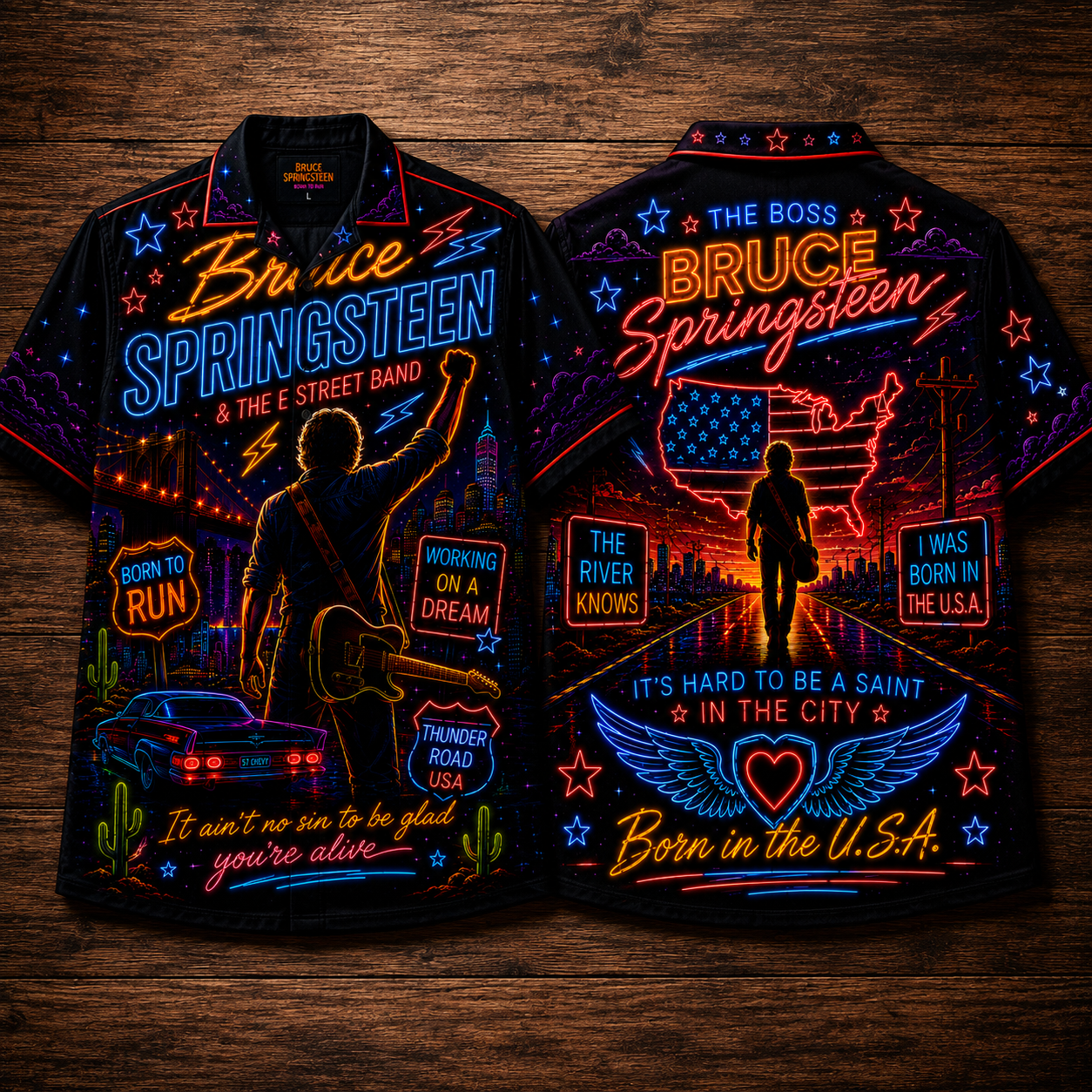 Bruce Springsteen Hawaiian Shirt - Unisex The Boss Born To Run Beach Shirt