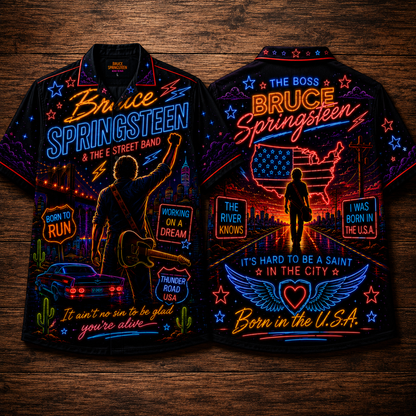 Bruce Springsteen Hawaiian Shirt - Unisex The Boss Born To Run Beach Shirt