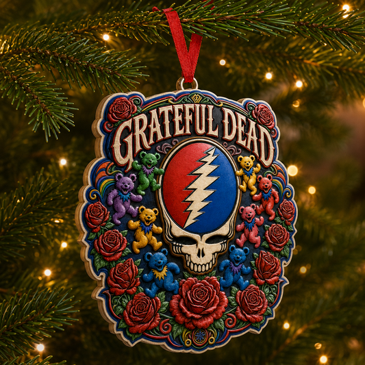 Grateful Dead 3D Print Ornament – Steal Your Face and Roses Gift for Deadheads