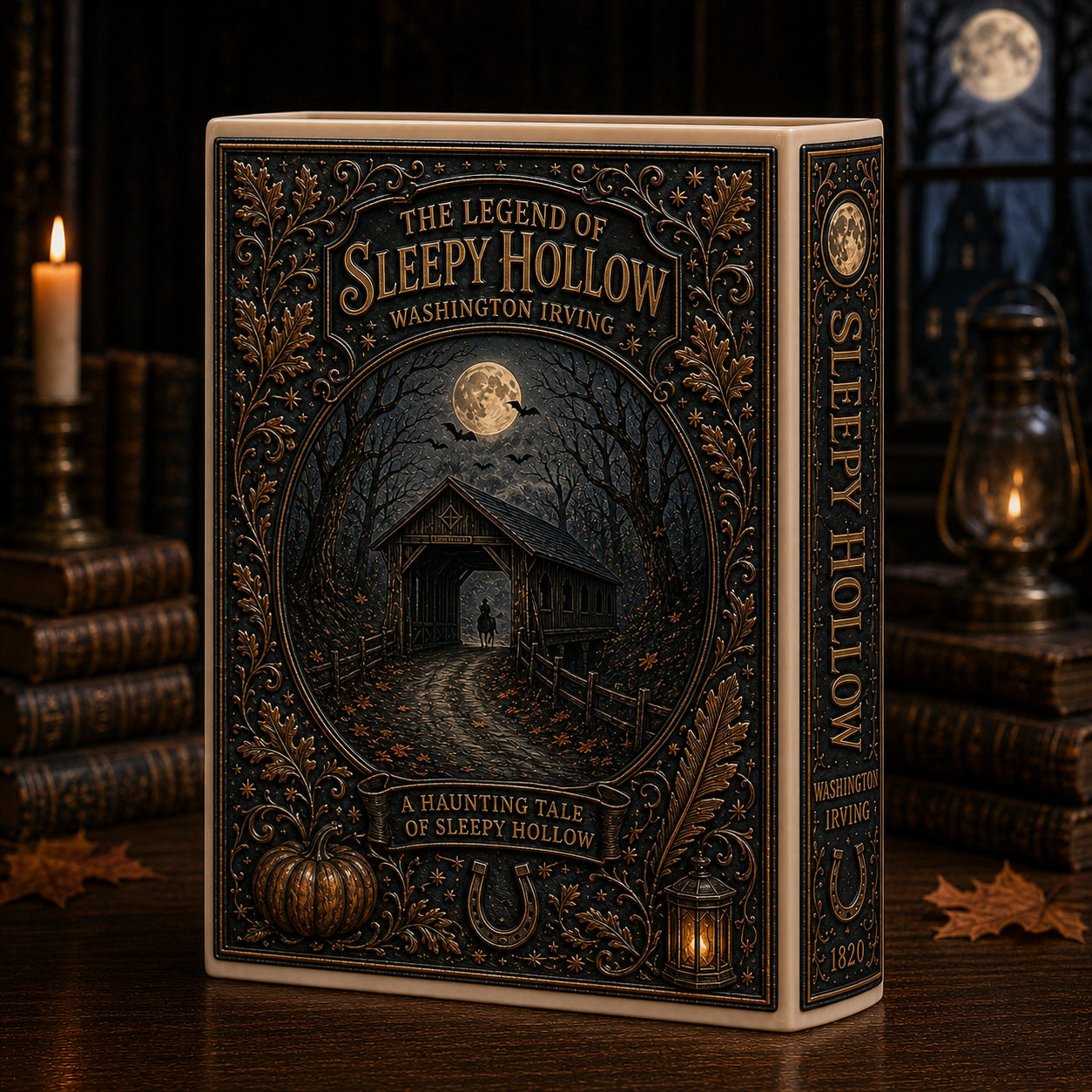 The Legend of Sleepy Hollow Ceramic Book Vase - Headless Horseman Halloween Decor & Bookish Gift