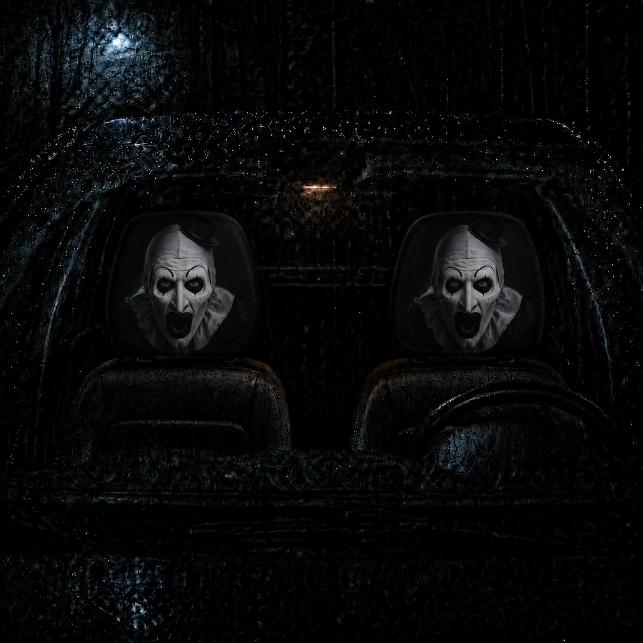 Art the Clown Terrifier Horror Car Headrest Cover – Creepy Halloween Auto Decor