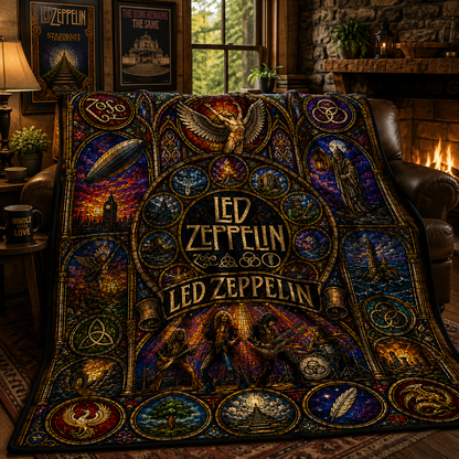Led Zeppelin Sherpa Blanket – Stairway To Heaven Stained Glass Blanket