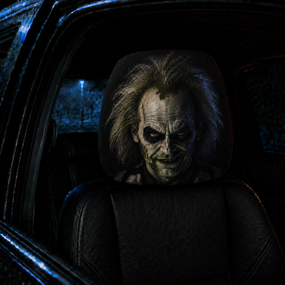 Beetlejuice Horror Car Headrest Cover – Ultimate Halloween Car Seat Decor