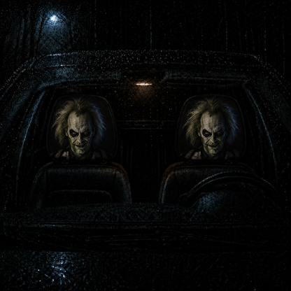 Beetlejuice Horror Car Headrest Cover – Ultimate Halloween Car Seat Decor
