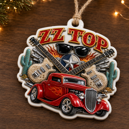 ZZ Top High-Definition 3D Print Ornament – Texas Blues Rock Holiday Gift for Fans