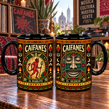 Caifanes Mug, El Diablito Ceramic Coffee Mug, Mexican Rock en Español Folk Art Music Gift