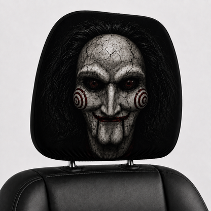 Billy the Puppet SAW Horror Car Headrest Cover – Creepy Halloween Auto Decor