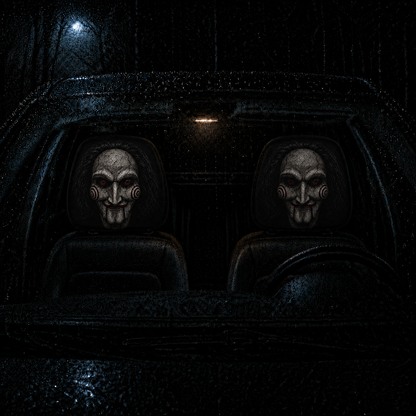Billy the Puppet SAW Horror Car Headrest Cover – Creepy Halloween Auto Decor