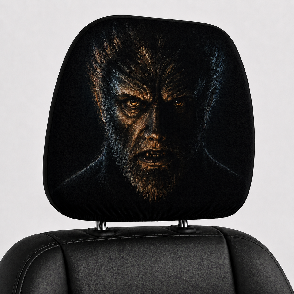 Wolfman Horror Movie Headrest Cover – Spooky Halloween Car Accessory