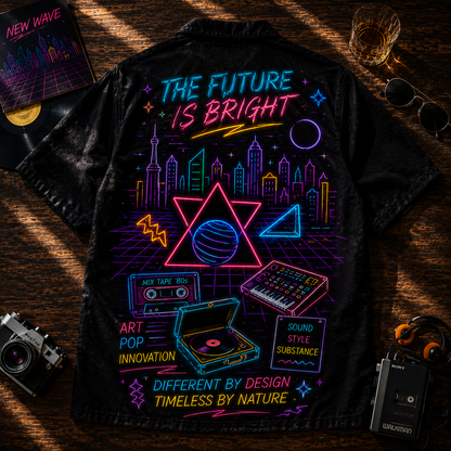 Pop New Wave Art Rock Hawaiian Shirt - Unisex Neon Light Synthesizer Button Up