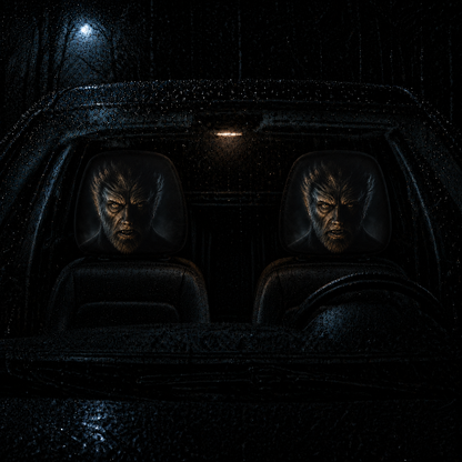 Wolfman Horror Movie Headrest Cover – Spooky Halloween Car Accessory