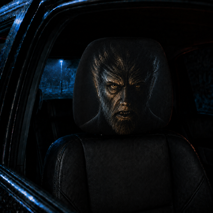 Wolfman Horror Movie Headrest Cover – Spooky Halloween Car Accessory