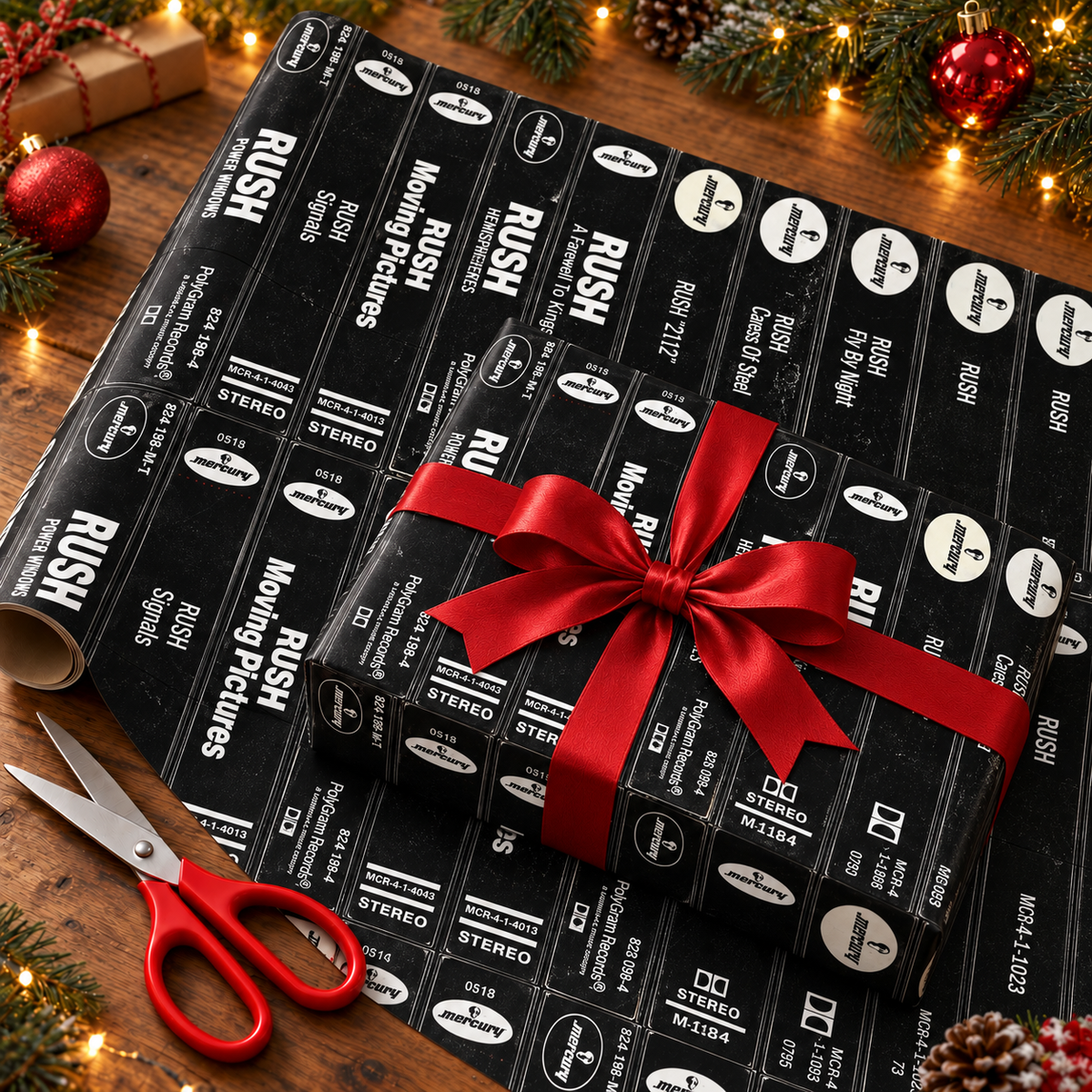 Rush Band Cassette Spines Wrapping Paper - Vintage Audio Tape Prog Rock Gift Wrap