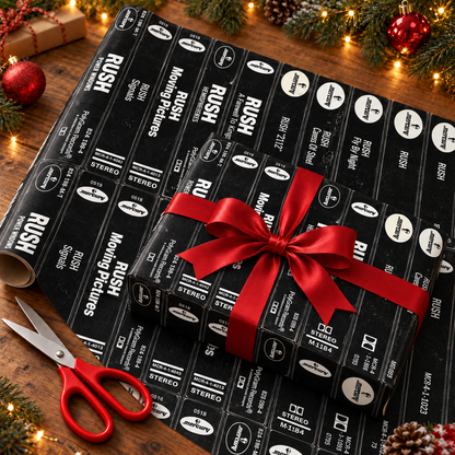 Rush Band Cassette Spines Wrapping Paper - Vintage Audio Tape Prog Rock Gift Wrap