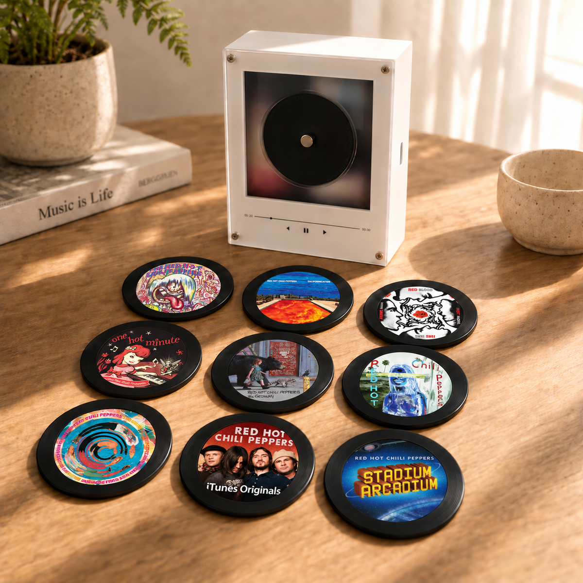 Red Hot Chili Peppers MagTune Album Cover Mini Player Display – Rock Fan Gift, RHCP Vinyl Record Album Display"