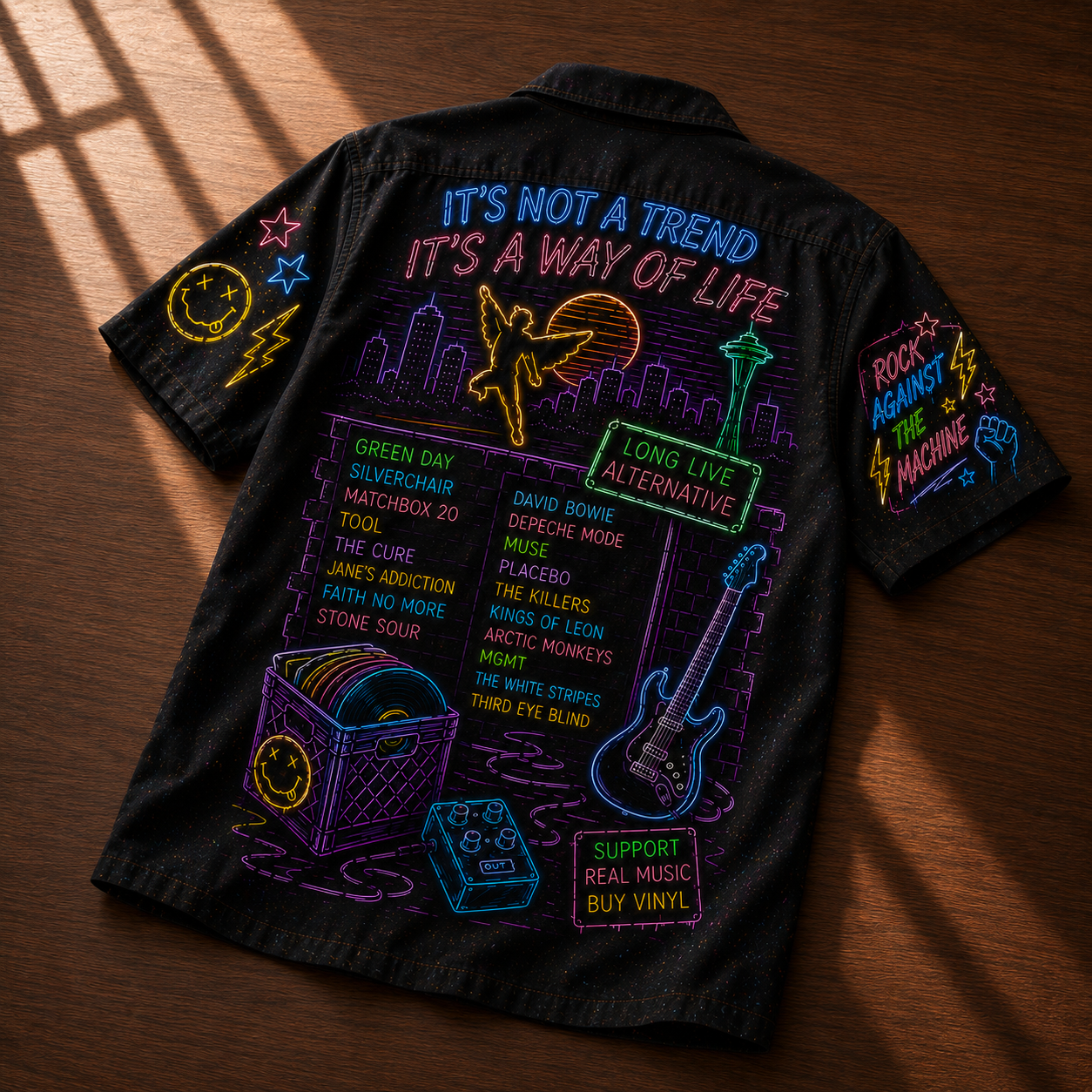 Alternative Rock Hawaiian Shirt - Unisex MTV Generation Mix Tape Button Up