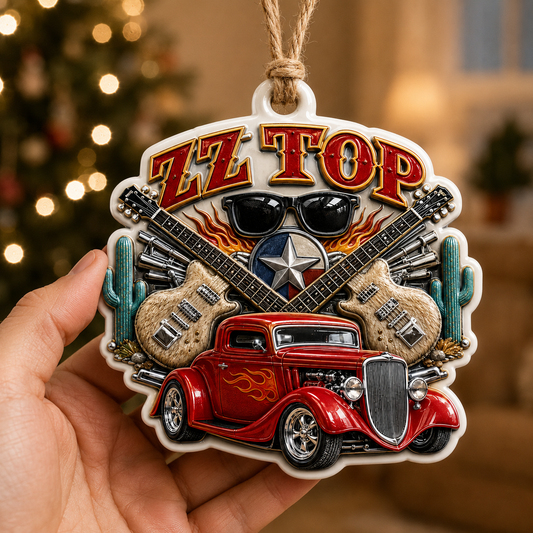 ZZ Top High-Definition 3D Print Ornament – Texas Blues Rock Holiday Gift for Fans