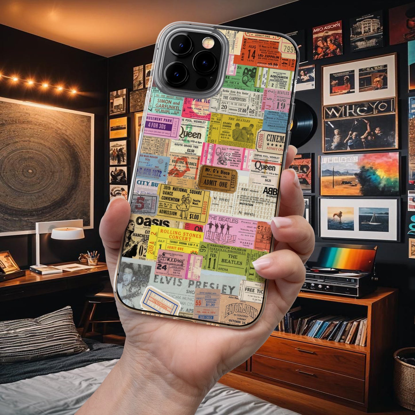 Retro Concert Ticket Collage Phone Case – Vintage Music Vibes 15