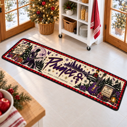 Prince Christmas Runner Rug, Purple Rain Holiday Kitchen Runner, Minneapolis Music Lover Christmas Decor, Prince Fan Gift