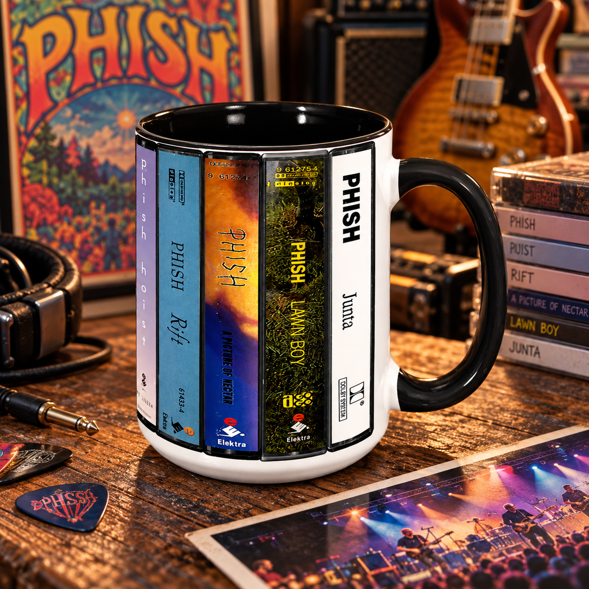 Phish Mug, Retro Cassette Tape Coffee Cup, Phish Album Collection Mug, Jam Band Music Lover Gift
