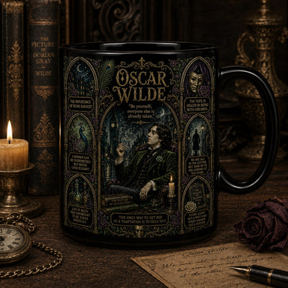 Oscar Wilde Ceramic Mug – Dark Academia Stained Glass Poet Author Fan Gift