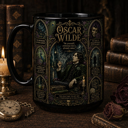 Oscar Wilde Ceramic Mug – Dark Academia Stained Glass Poet Author Fan Gift