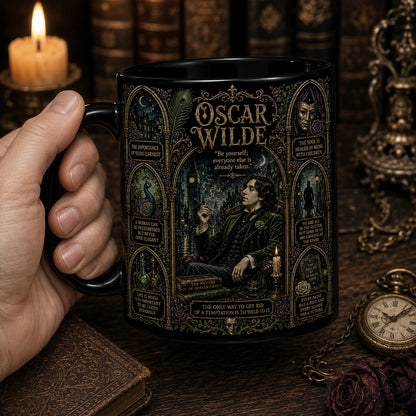 Oscar Wilde Ceramic Mug – Dark Academia Stained Glass Poet Author Fan Gift