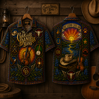 The Charlie Daniels Band Hawaiian Shirt - Unisex The Legend Lives On Cowboy Button Up