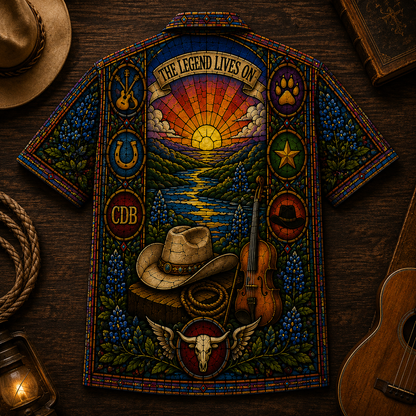 The Charlie Daniels Band Hawaiian Shirt - Unisex The Legend Lives On Cowboy Button Up
