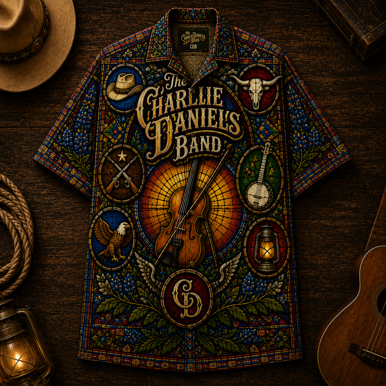 The Charlie Daniels Band Hawaiian Shirt - Unisex The Legend Lives On Cowboy Button Up