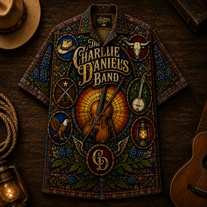 The Charlie Daniels Band Hawaiian Shirt - Unisex The Legend Lives On Cowboy Button Up