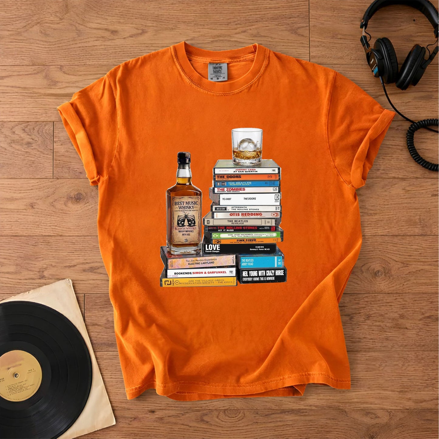 Vintage Rock Cassette Collection T-Shirt – The Beatles Rolling Stones Pink Floyd Albums Graphic Tee