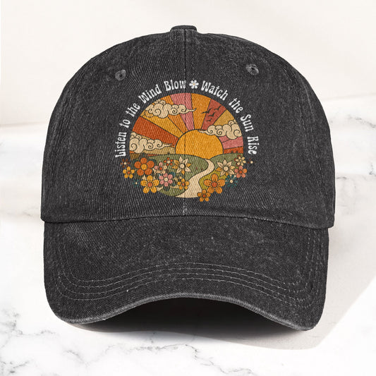 Fleetwood Mac The Chain Listen To The Wind Blow Sun Rise Lyrics Denim Cap – Retro Vintage Dad Cap Gift For Dad (With Box)