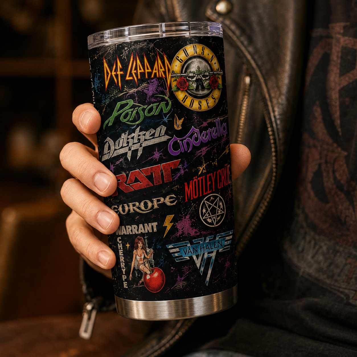 Hair Metal Legends 20oz Stainless Steel Tumbler – Vintage Glam Metal Band Logo Travel Mug