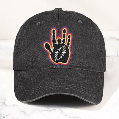 Grateful Dead Jerry Garcia Hand With Lightning Bolt Denim Cap – Retro Vintage Dad Cap Gift For Dad (With Box)
