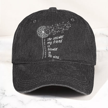 Bob Dylan Blowin In The Wind Dandelion Lyrics Folk Music Merch Denim Cap – Retro Vintage Dad Cap Gift For Dad (With Box)