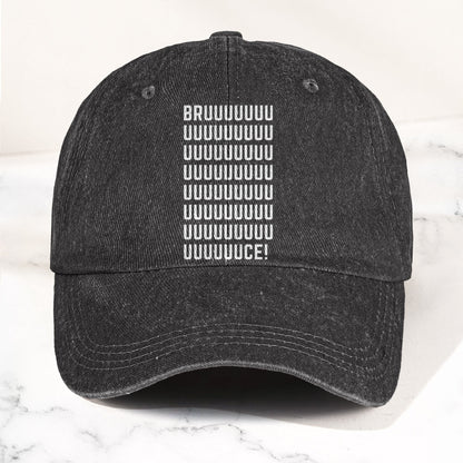 Bruce Springsteen BRUUUUCE! Text Denim Cap – Retro Rock Music Fan Cap (With Box)