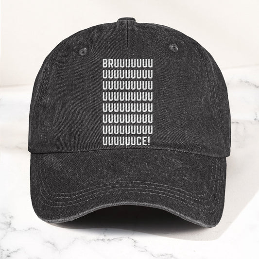 Bruce Springsteen BRUUUUCE! Text Denim Cap – Retro Rock Music Fan Cap (With Box)