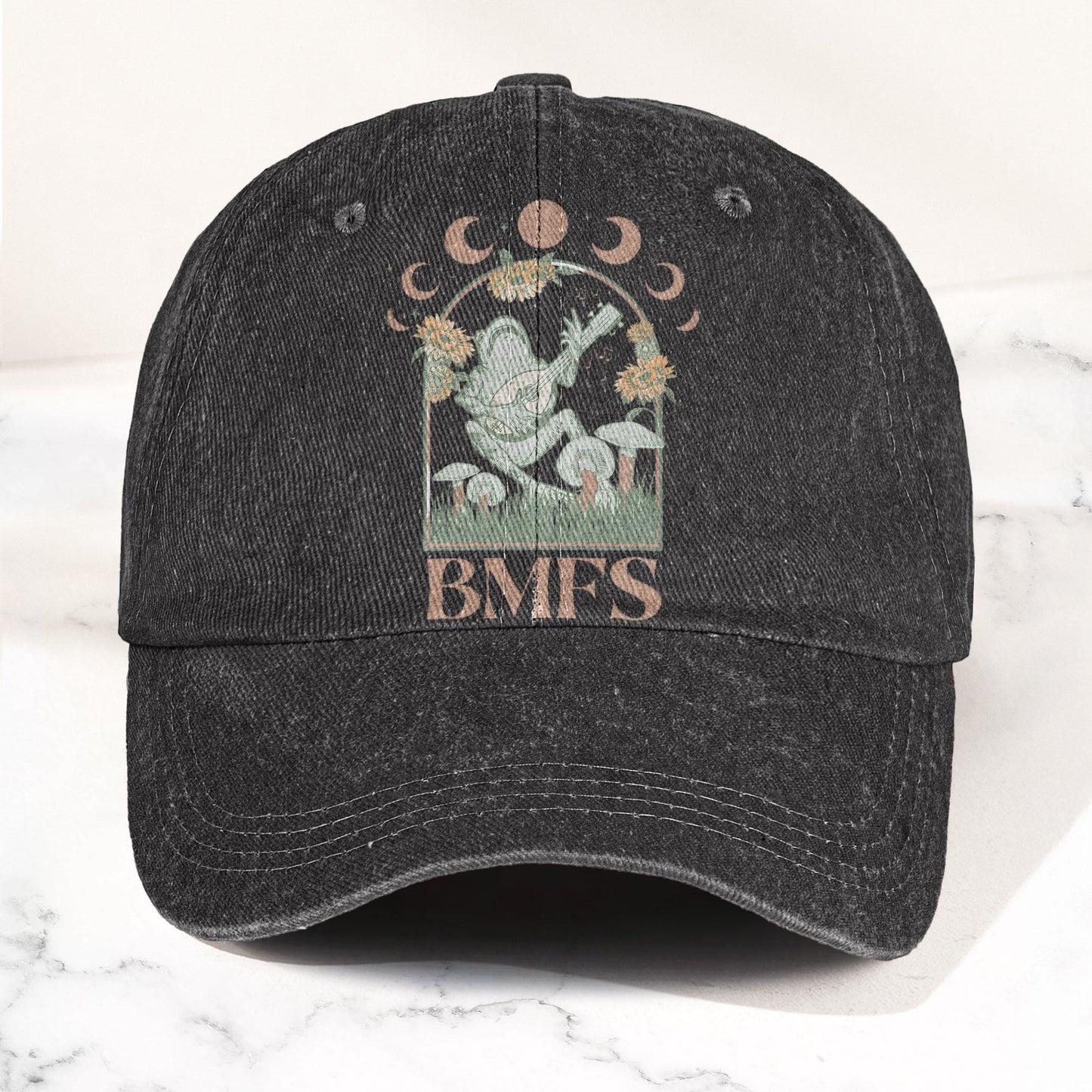 Billy Strings BMFS Frog Mandolin Sunflowers Moon Phase Vintage Graphic Denim Cap – Retro Vintage Dad Cap Gift For Dad (With Box)