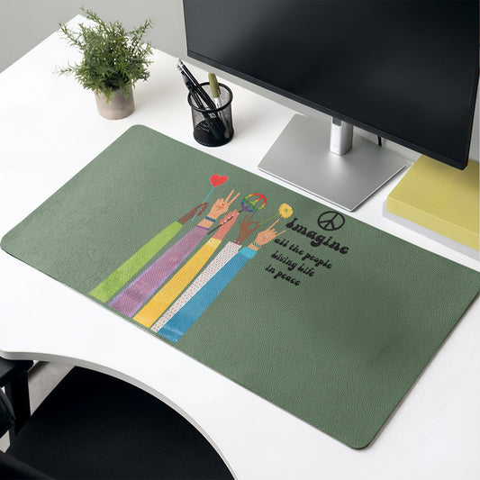 Imagine All The People Living Life In Peace Desk Mat – Non-slip Home Office Gift Keyboard Pad Birthday Gift Pride