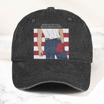 Born in the U.S.A  Bruce Springsteen Denim Cap – Retro Music Fan Merch Cap Gift For Dad (With Box)