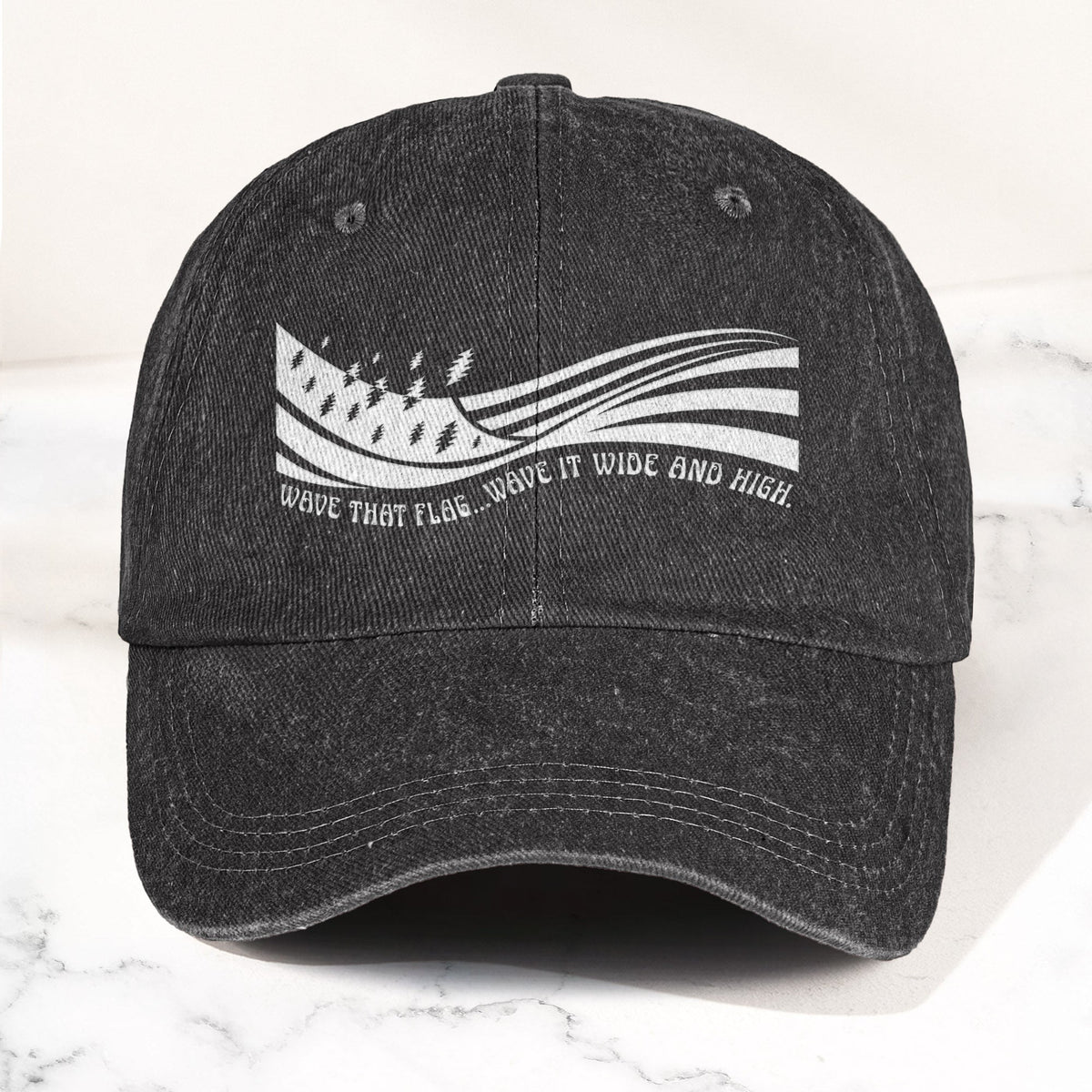Grateful Dead Wave That Flag US Blues Denim Cap – Retro Vintage Dad Cap Gift For Dad (With Box)